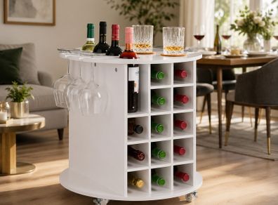 Rolling Bar on wheels wine rack & glass Holders  mini bar