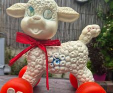 tara toys pull along lamb toy