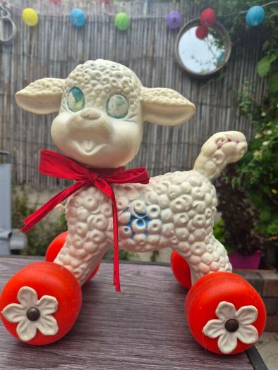 tara toys pull along lamb toy
