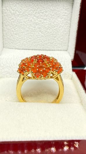 Silver D'joy 1.88 Ct Floral Opal Ring in 18K Yellow Gold Vermeil