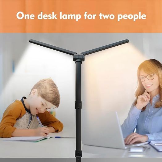 LED Desk Lamp for Study,24W Double Head Desk Lamps Office,Eye Protection Desk Light with Clamp,25 Lighting Modes,Monitor Light Bar for Study/Working/Computer/Reading/Workbench/Painting