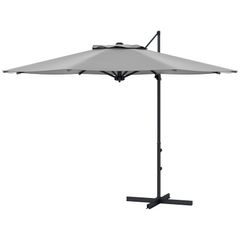 3 m Cantilever Umbrella, Tiltable, Rotating, Hand Crank, Wind Vent, Metal Pole, Dark Gray