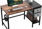 Computer Desk, Office Work Desk for student and worker, Writing Desk with drawer and Headphone Hook, Laptop Table with shelves, Modern Style Desks for Bedroom, Home, Office(100x50x75cm)