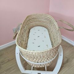 Mamas & Papas Moses Basket with White Rocking Stand