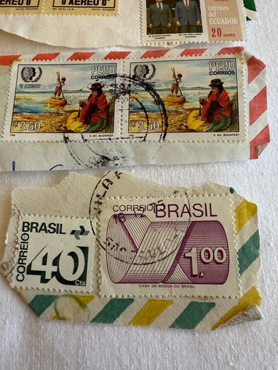 Vintage stamps from Ecuador, Argentina, Peru, Brazil and Guadeloupe 1955 onwards