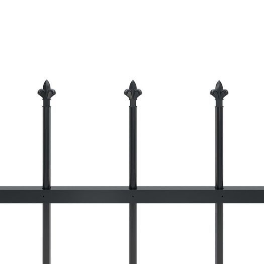 Garden Fence with Spear Top Steel 3.4x1.2 m Black