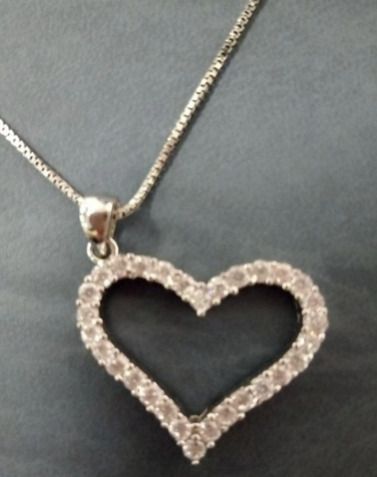 Sterling Silver Cubic Zirconia Heart Pendant necklace