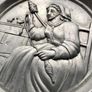 Pair Vintage German 95% Pewter 3D Relief Wall Plates - Angel Mark Image 3