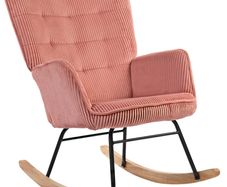 Rocking chair, relax armchair, rocking armchair, supports up to 120 kg, polyester, 98 x 71 x 101 cm, Pink