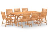 9 Piece Garden Dining Set Solid Acacia Wood