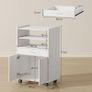 Microwave Cabinet, Shelf, Double-Door Cabinet, Drawer, Casters, White Image 3