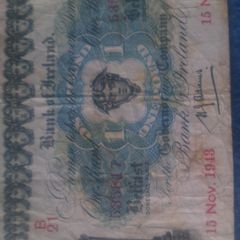 Bank of Ireland Belfast. One Pound Note. 1943