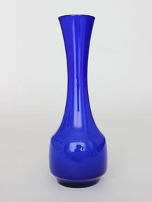 Vintage Japanese Blue Opal Opaque Cased Glass Vase