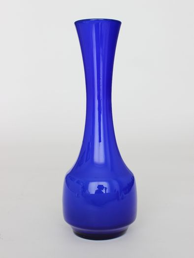 Vintage Japanese Blue Opal Opaque Cased Glass Vase