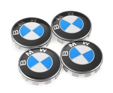 BMW 68mm x4 Alloy Wheel Centre Caps Blue/ White