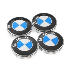 BMW 68mm x4 Alloy Wheel Centre Caps Blue/ White
