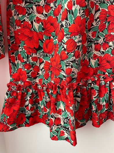 Little Mistress High Neck smock dress floral red mix size