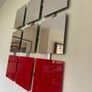 Unique Designer Vintage Bright Red and Mirrored Square Glass on a Welded Grid Frame Image 4