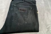 WRANGLER Larston Black Denim Mens Straight Jeans W36 L32