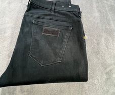 WRANGLER Larston Black Denim Mens Straight Jeans W36 L32