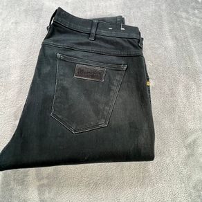 WRANGLER Larston Black Denim Mens Straight Jeans W36 L32
