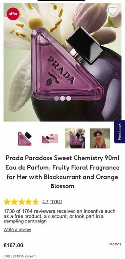 PRADA Paradoxe Sweet Chemistry / NEW 90ml parfum for her