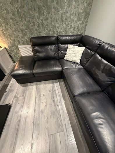 Italian leather right-hand facing corner sofa