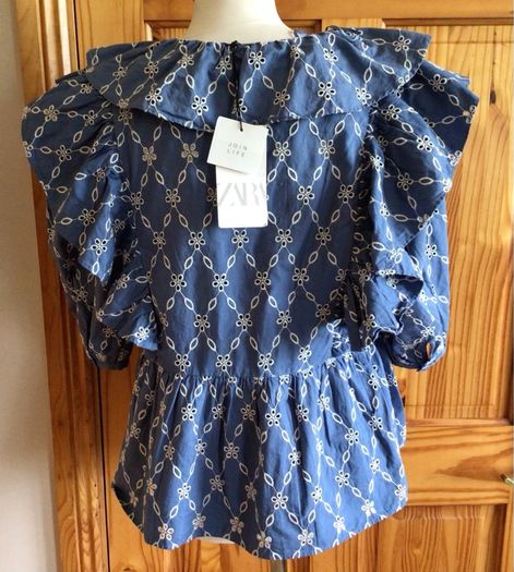 BNWTS Zara Ladies Blue and White Cotton top blouse size XL Uk 16 postage included