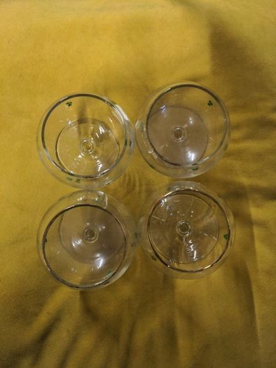 VINTAGE Shamrock,gold trimmed Brandy glasses set of 4.