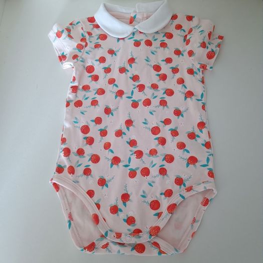 Carrement Beau Baby Bodysuit - Peach with Peach Print - 12M