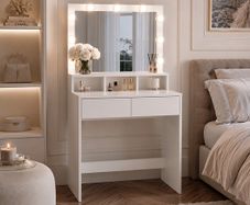 Dressing table with mirror and LED  light bulbs