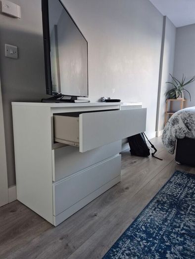 IKEA MALM White 3 Drawer Chest of Drawers