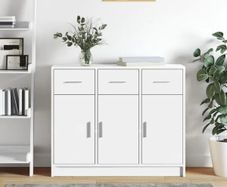 Sideboard White 91x28x75 cm Engineered Wood