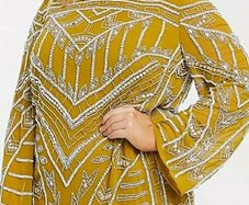 Asos Embellished Dress Mustard