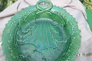Antique Majolica Green Grape Plate