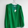 New Vanessa Scott Emerald Green V-Neck Blouse Image 2