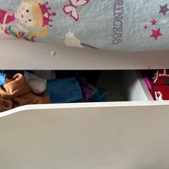 Kids bunk bed with storage drawer and build in bookshelf including two mattresses