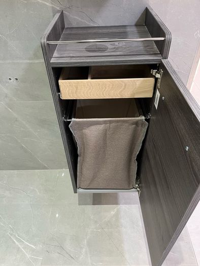 Ex Display Danish made Dansani Mido Pine Grey Wall Cabinet, wall Hung base unit , wooden tray & Laundry bag