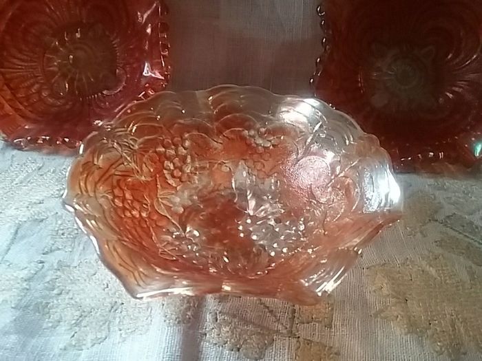 Three Pieces  Carnival Glass Dishes