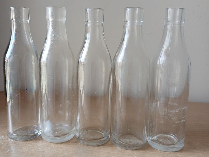 Lot of 5 small vintage Power whiskey bottles