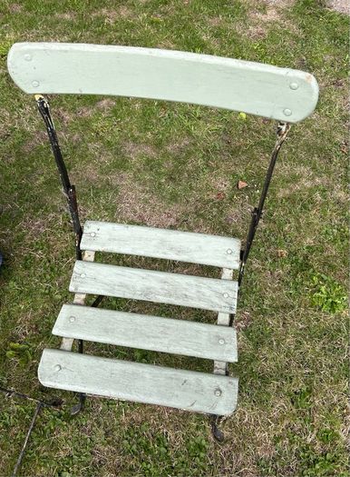Pair of 1930s Vintage Green Folding Garden Chairs
