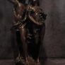 Stunning Antique Art Nouveau Figural Table Lamp with Amber Tulip Shades Image 2