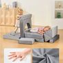 Modular Kids Play Couch, Sectional Toddler Sofa with Armrests, 28D Sponge & Short Pile, Convertible Kids Modular Couch DIY Creative Combination for Playroom, Bedroom, Living Room, 14 Pcs, Gray Image 6