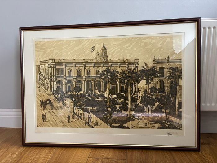 Yosvany Martinez "Plaza de Armas" Signed Cuban Serigraph Large Print 19/50 Framed