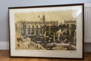 Yosvany Martinez "Plaza de Armas" Signed Cuban Serigraph Large Print 19/50 Framed