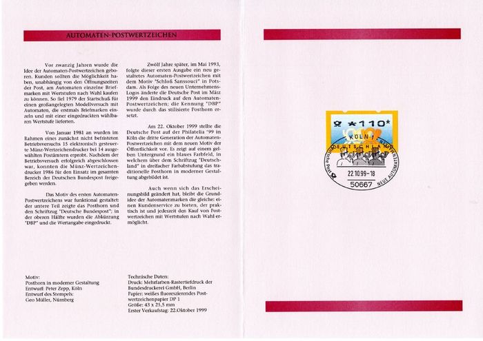 1999 Bundes Republic Deutschland (Germany) Federal Annual Stamp EFT Collection with 42 images of contents