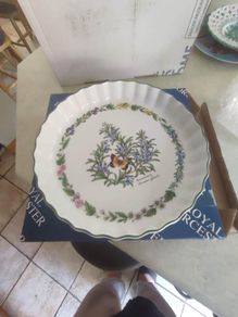 Flan Dish Royal Worcester Worcester Herbs IN BOX AS NEW.
