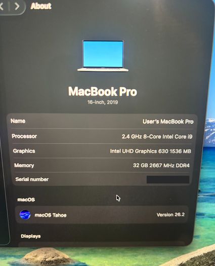 MacBook Pro A2141(16-inch, 2019, Four Thunderbolt 3 ports)