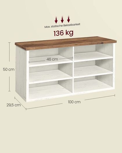 Shoe Storage Bench with Adjustable Shelves 12 to 15 Pairs