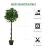 Set of 2 120cm/4FT Artificial Bay Laurel Topiary Trees with Pot Fake Indoor Outdoor Greenery Plant Home Decor Green Image 8